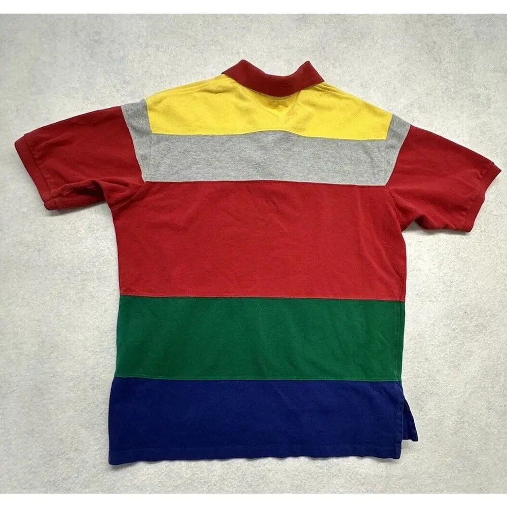 VINTAGE POLO RALPH LAUREN Men’s Size Large Color block Short Sleeves‎ Red Yellow